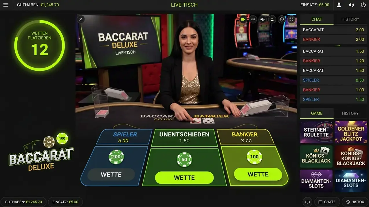 Live Casino Tische im Angebot von Happy Jokers